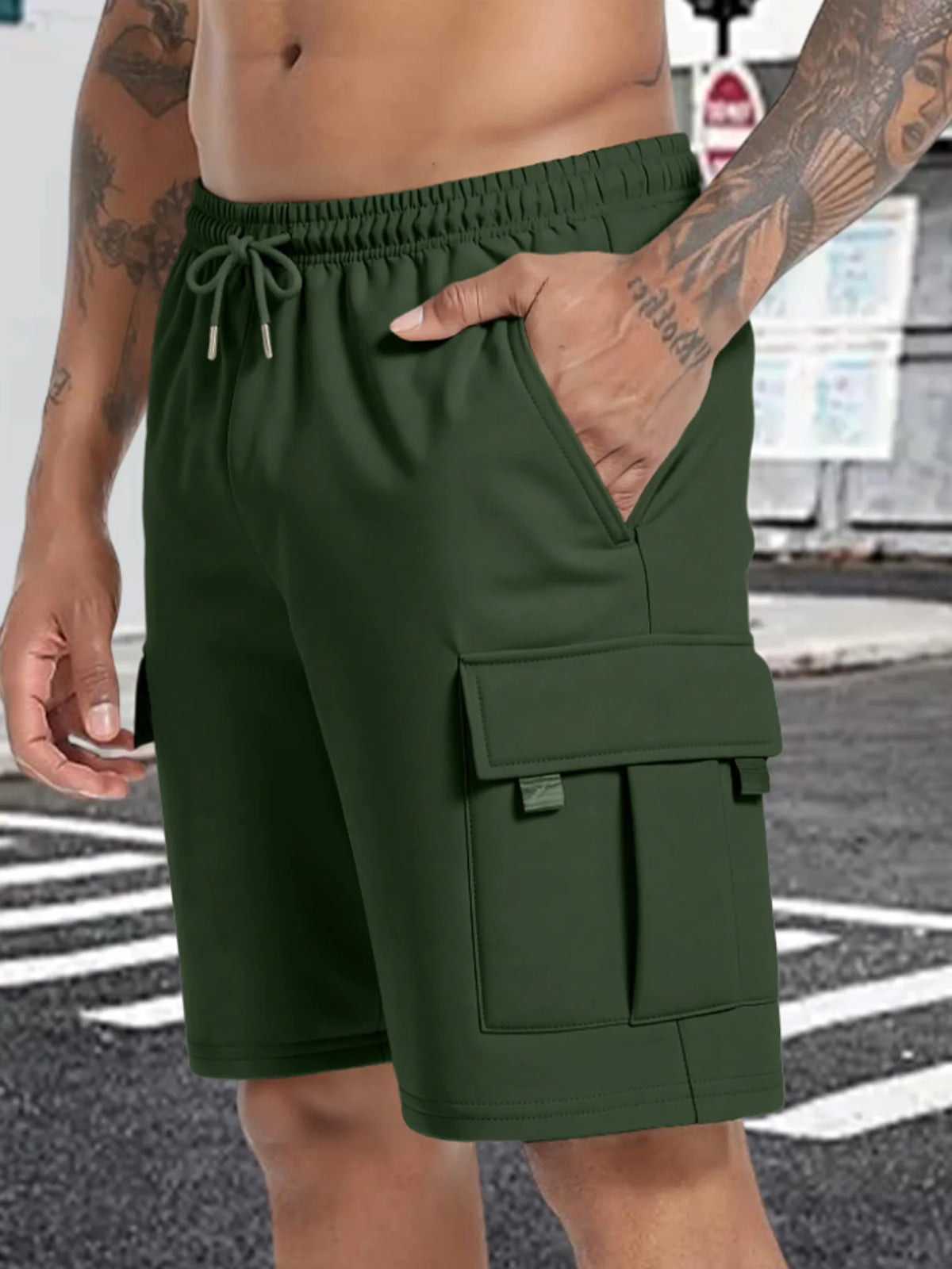 Summer Men's Sport Shorts Male Breathable Loose Multi-pockets Cargo Shorts Outdoor Jogging Fitness Casual Drawstring Mens Shorts