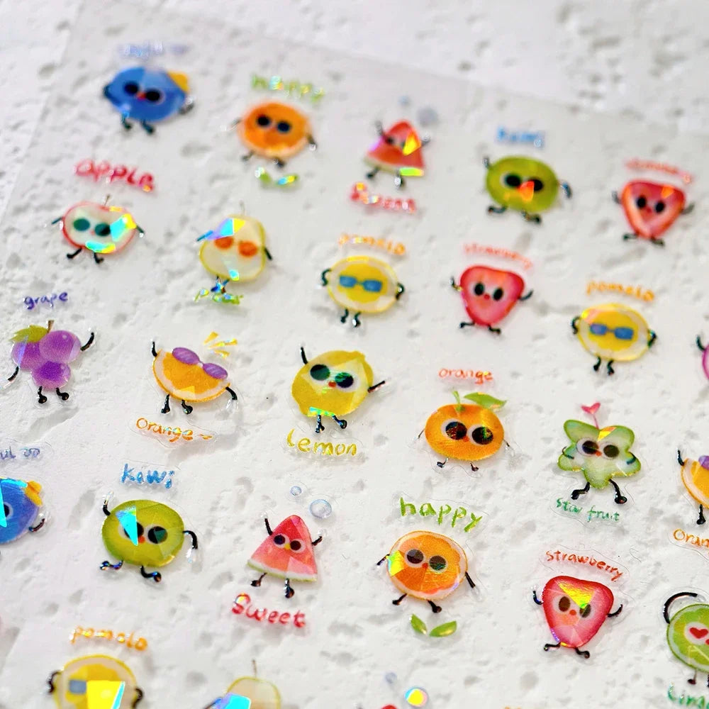 Colorful 5D Happy Birthday Nail Art Sticker Cake Candle Numbers Musical Note Cute Bear Stars Cherry Self Adhesive Manicure Decal
