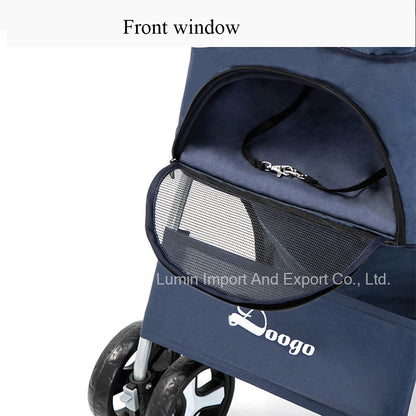 Pet Stroller Luxury Folding Dog Stroller Outdoor Pet Trolley Carrier Travel Large Wheels