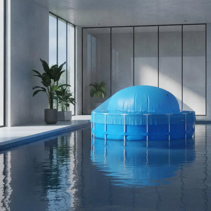 Blue 310×180cm PVC Winter Pool Air Pillow, UV & Cold Resistant to -20°C with Boston Valve, Grommets, 10m Nylon Rope & Repair Kit, Ice Pressure Cushion for Above Ground Swimming Pool Winter Protection
