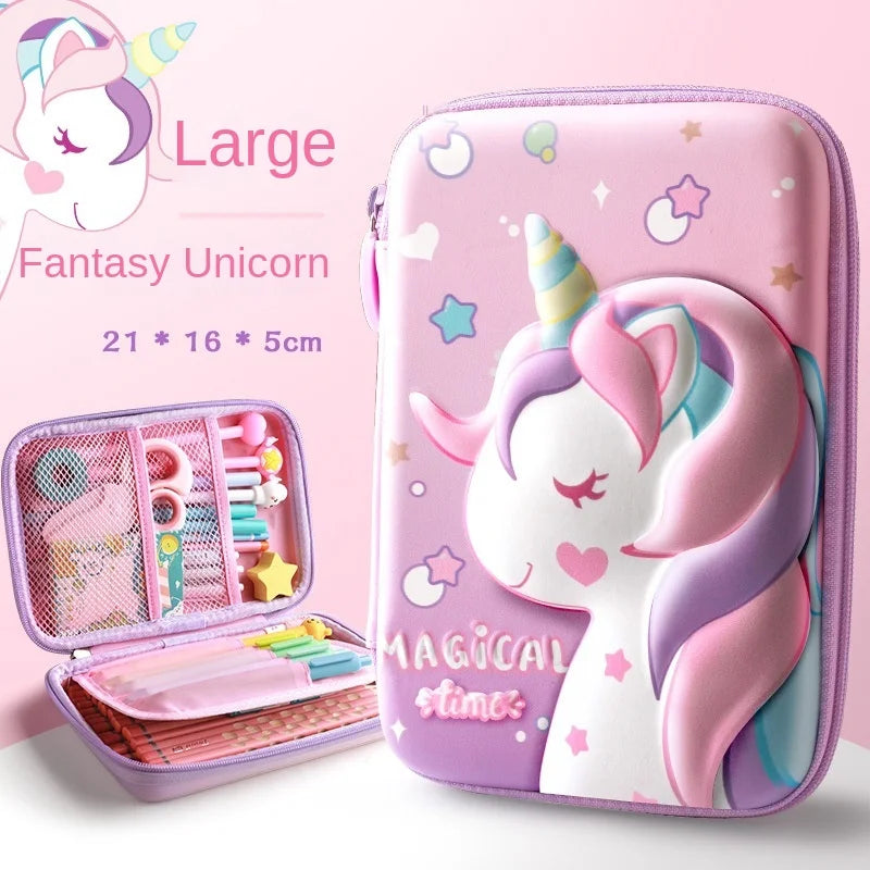 3D EVA Unicorn Cute Pencil Case Cartoon Stationery Box Girls Color Pencil Box Student Pen Case School Supplies Gifts Ipad Case