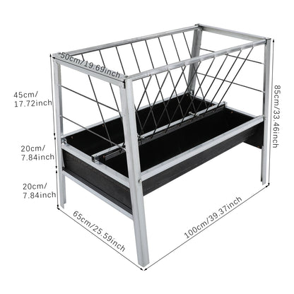 Iron, Steel Large Feed Trough Goat Feeders Standing Trough Bucket for Large Animals Sides Horse Hog Pig Livestock Poultry Feeder