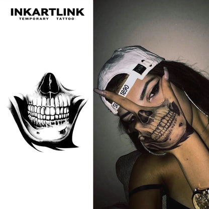 Skull Temporary Tattoo,Lasts To 15 Days New Technology Magic Waterproof Semi Permanent Sticker.