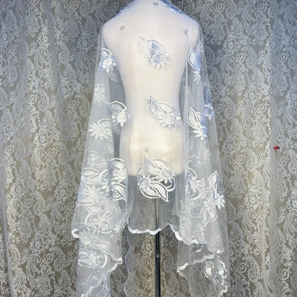 On Sale 2025 New African Net Hijab Scarf for Muslim Women African Dubai Islam Headscarf Embroidery Shawls Voile