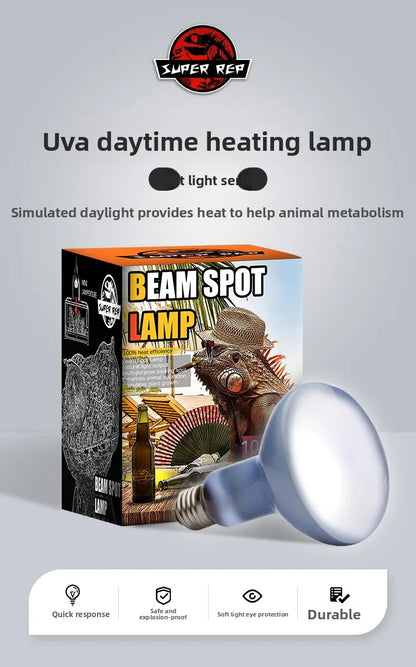 SuperRep Frosted UVA Reptile Heat Lamp-Daylight Basking Bulb for Tortoises & Bearded Dragons-Gentle Warming Light for Terrariums