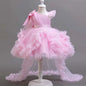 New sequined one shoulder trailing dress flower girl wedding dress lace chiffon princess dress graduation party evening dress