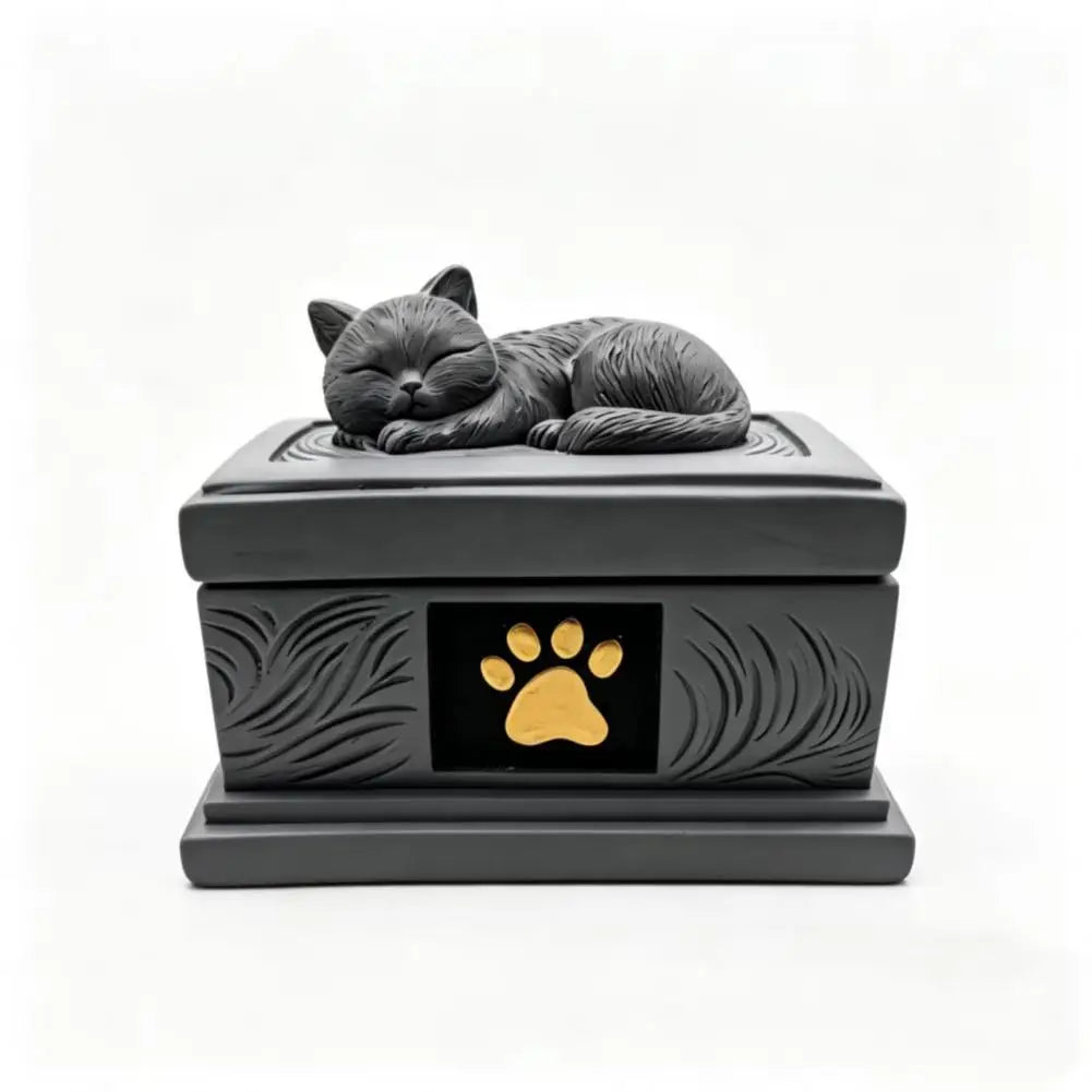 Sleeping Cat Pet Urn Cats Dogs Memorial Cremation Keepsake Urn Pet Ash Holder Container Box Pet Loss Sympathy Gift