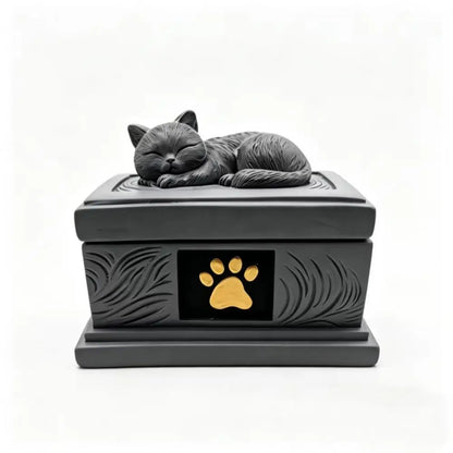 Sleeping Cat Pet Urn Cats Dogs Memorial Cremation Keepsake Urn Pet Ash Holder Container Box Pet Loss Sympathy Gift