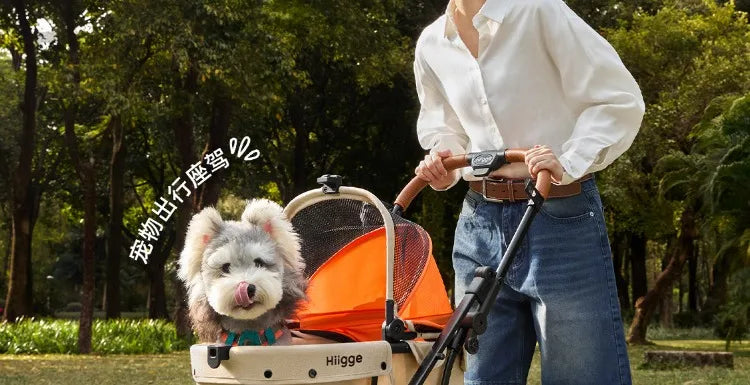 Foldable Pet Stroller Smooth Shockproof Stable Breathable Washable Outdoor Travel Cart for Dogs Cats