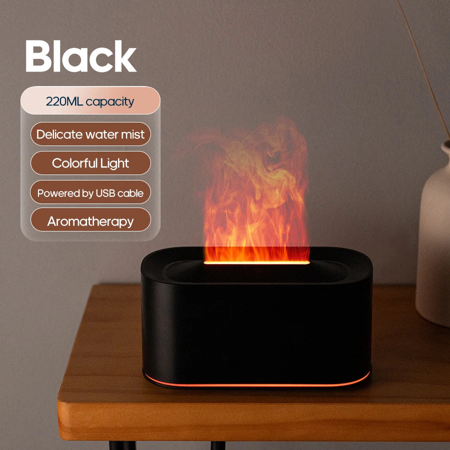 Mini Aroma Diffuser Aromatherapy Realistic Flame Lights Colorful RGB Air Humidifier Desktop USB Sprayer/Essential Oil Set