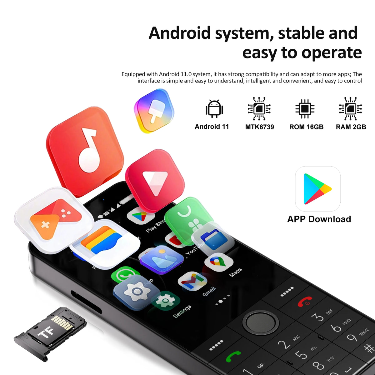 SERVO F26 PRO 3.5-inch Touch Screen Button Smartphone 4G LTE Dual SIM Android 11.0 2GB+16GB Play Store GPS Quick Dialing FM Flashlight Type-C Smart Phones