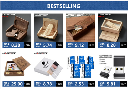 JASTER Crystal Plus Push-pull Box Maple USB Flash Drive 16GB 32GB 64GB 128GB Free Custom Logo Pen Drive Creative Business Gifts