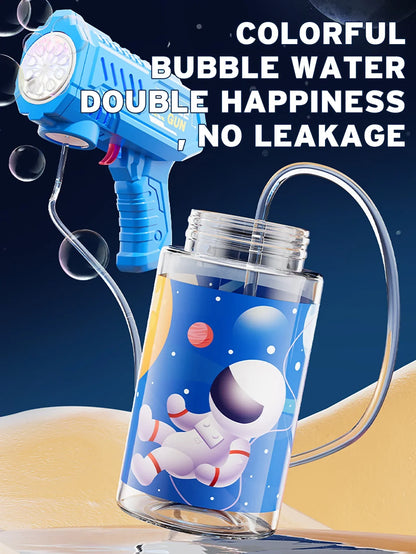 Fully Automatic Bubble Gun Rocket Bubbles Machine Automatic Blower with Bubble Liquid Toys for Kids Beach Outdoor Bubble Gifts