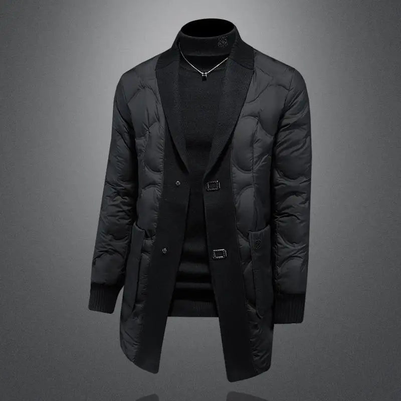 High quality 2025 Winter 90% White Duck New Fashion British Style Casual Loose Slim Mid-length Down Jacket