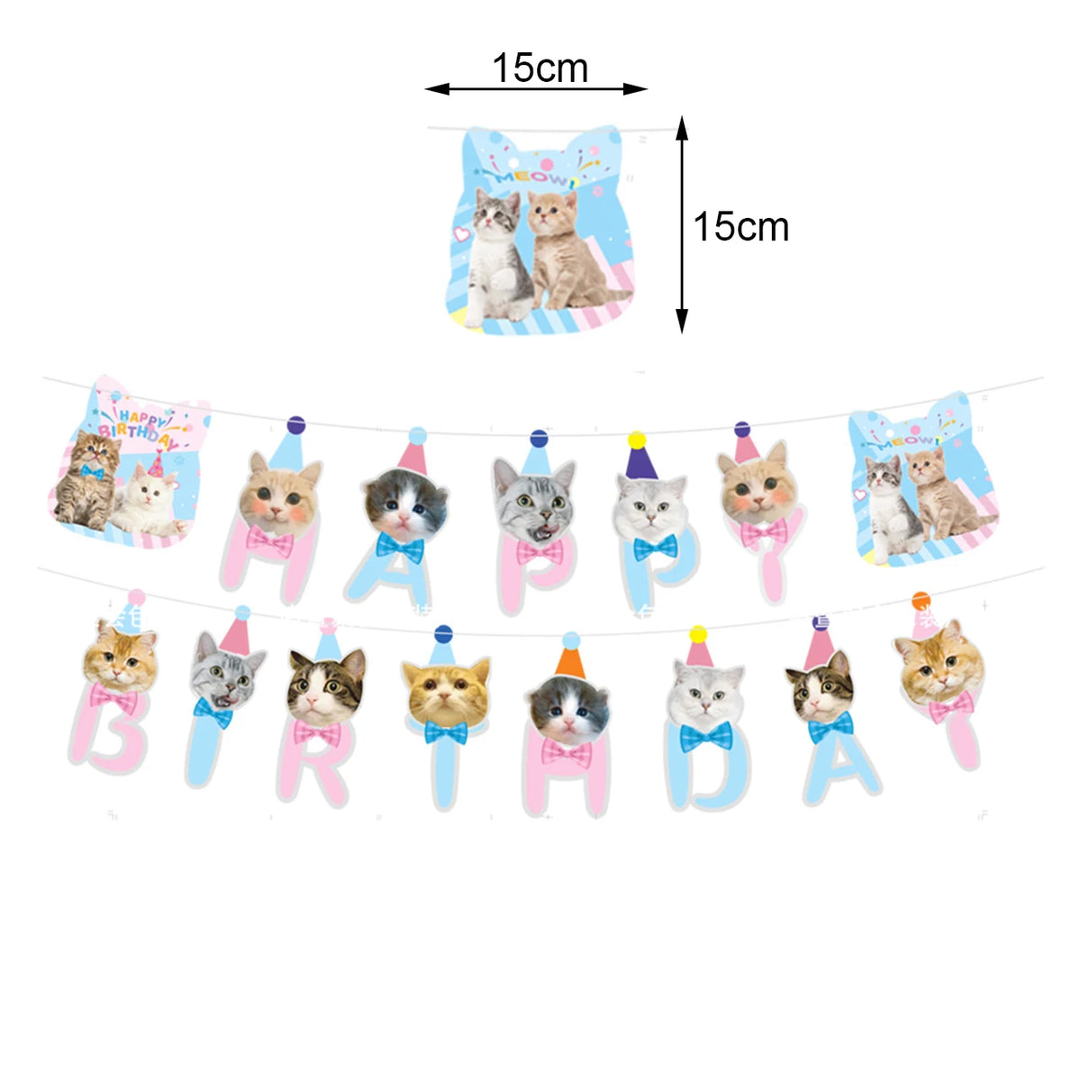 Cat Party Paper Plates Cups Napkins Party Supplies Cat Face Happy Birthday Banner Tablecloth for Cat Themed Birthday Party Decor