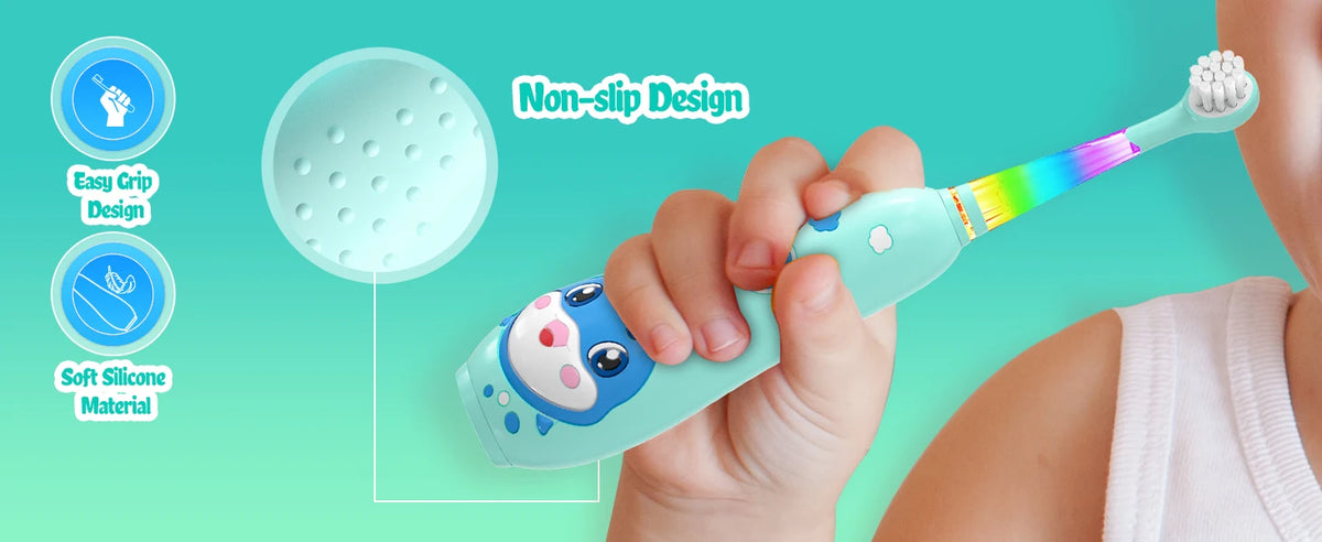 Seago Kids Electric Toothbrush Child Dolphin Colorful Observing LED 2 Mins Smart Timer IPX7 Waterproof Teeth Cleaning