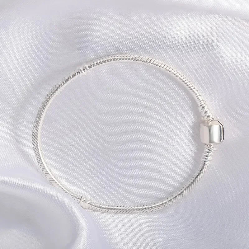 Handmade Original Fine Jewelry 925 Silver Charm Bracelet Soft Smooth Snake Bone Bracelets for Women