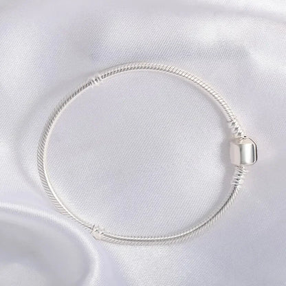 Handmade Original Fine Jewelry 925 Silver Charm Bracelet Soft Smooth Snake Bone Bracelets for Women