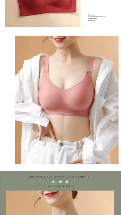 Jelly Support Seamless Bra For Big Breasts, Slim Fit, Push-up Anti-sagging, Wire-free Underwear, Sports Bra, Breathable