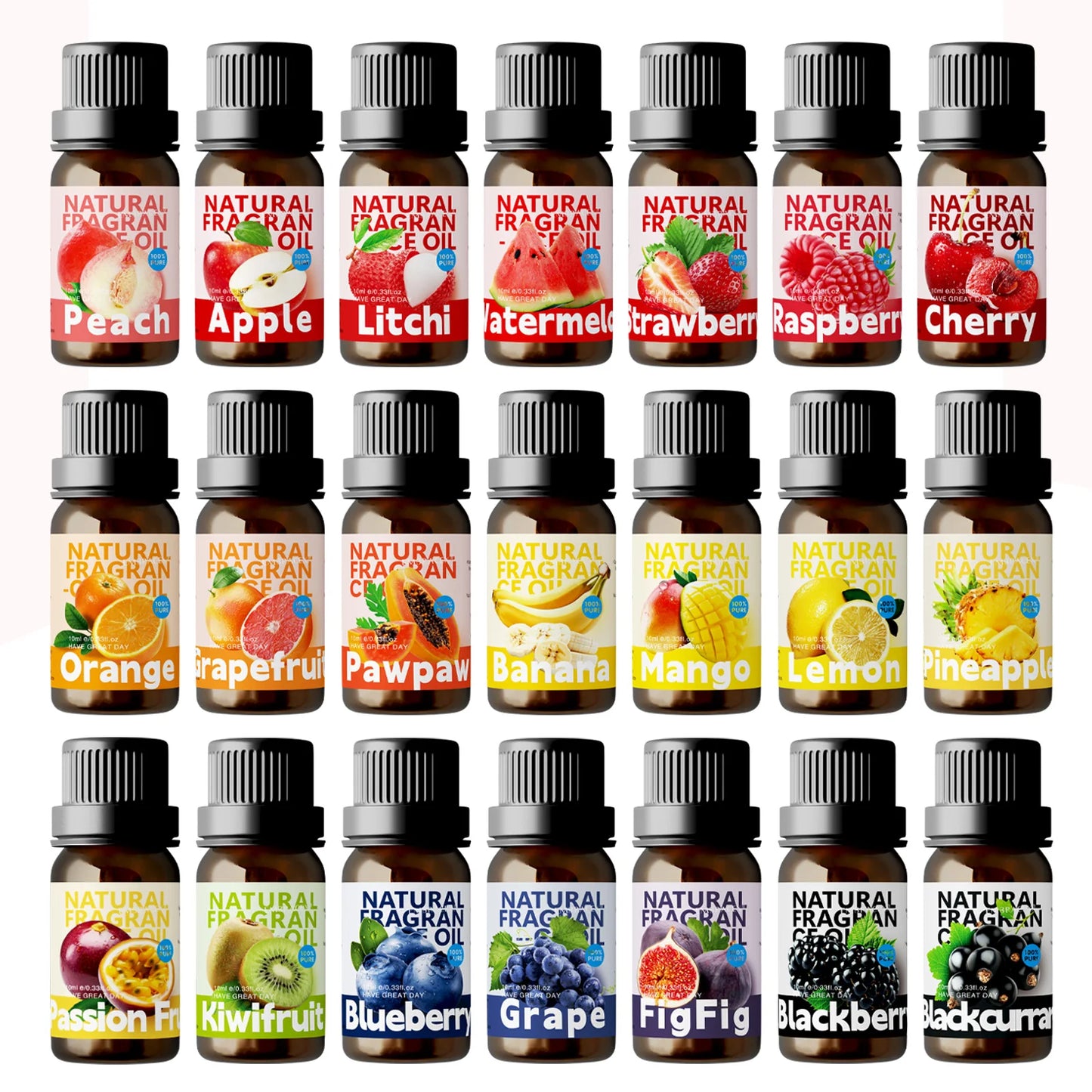 25Type Fruit Fragrance Oils Fruity Fragrance Oil For Diffuser Candles Making -Strawberry Lemon Peach Banana Mango