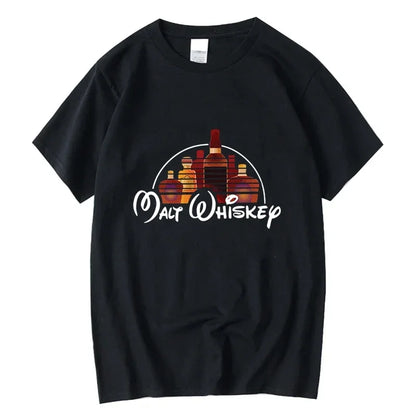 Summer Men T-shirt Cotton Blend Funny Malt Whiskey Print Summer Loose O-neck Cool T Shirt for Men Short Sleeve T-shirt Male Tee