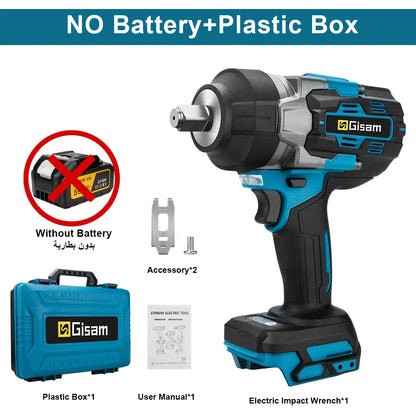 Gisam 2800N.M Brushless Electric Wrench 1/2 Inch Cordless Impact Wrench Electirc Screwdriver Drill For Makita 18V Battery Pin