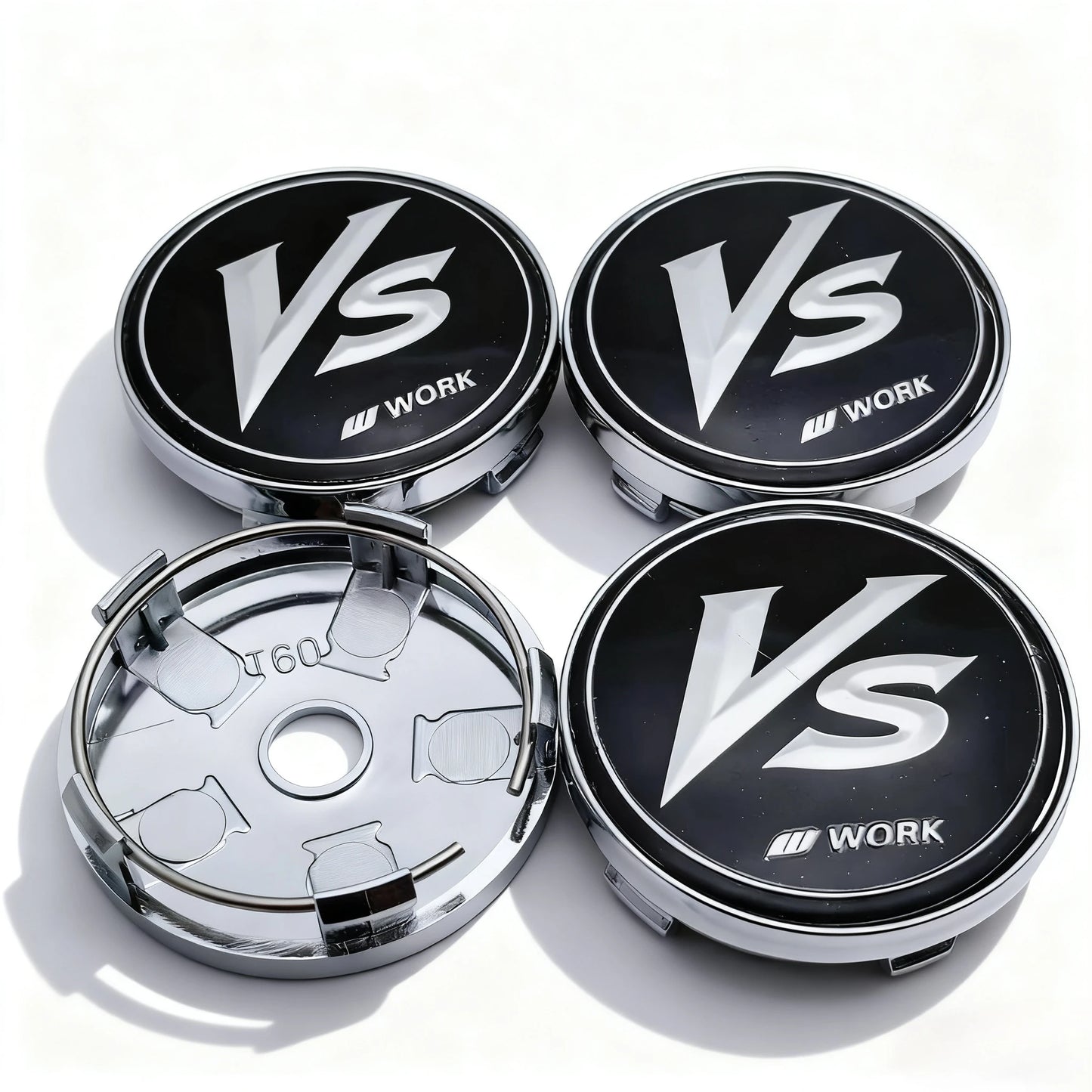 4pcs JDM VS W Work Logo Emblem Badge Car Wheel Center Caps 60MM Clips 56MM Rim Hubcaps Dust Cover Wheels Hub Cap Car Accessories