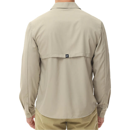 Men's UPF 50+ Long Sleeve Fishing Shirts Sun Protection Breathable Hiking Work Shirt Casual Button Down Shirt with Zipper Pocket