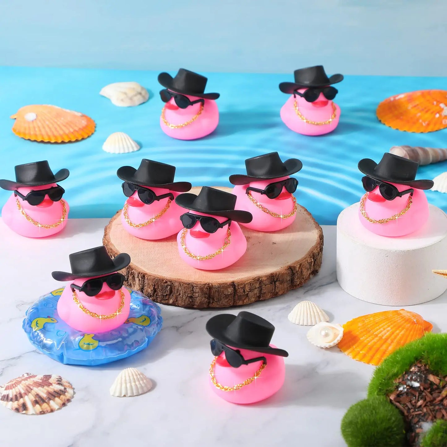 6/12/24 pcs Pink Cowboy Rubber Duck Mini Yellow Duckies Bath Toy Tiny Ducks Bathtub Toy with Cowboy Hat Paisley