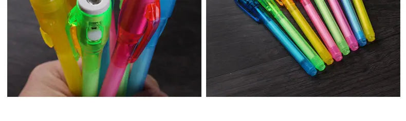 5Pcs 2 in 1 Luminous Light Invisible Ink Pen with UV Light Check Money Light Toy Kids Drawing Secret Magic Pens Fluorescent Pen