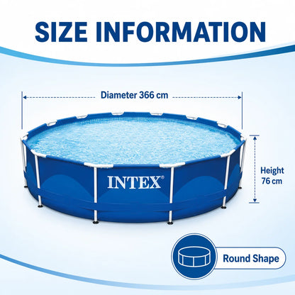 INTEX 366x76cm Round Frame Swimming Pool 6503L Above Ground Family Pool with 2006L/h Filter Pump 220-240V