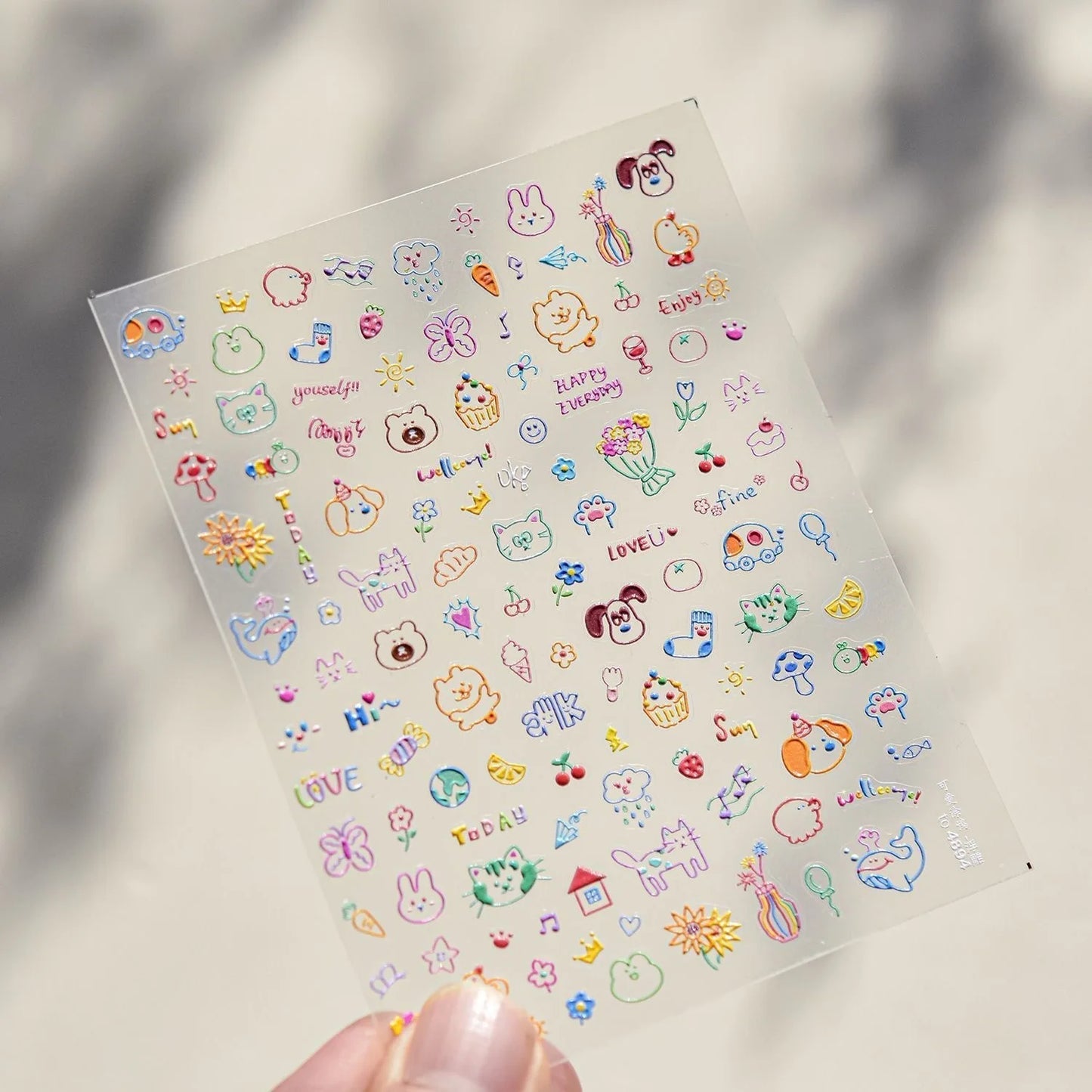 1/4pcs cute cartoon graffiti puppy party relief nail sticker dopamine  DIY  water cup  decorative nail accessory sticker