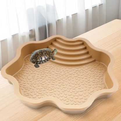 Turtle Bathing Pool, Reptile Feeding Dish Water Pot, Landscape Fish Tank Decoration,Turtle Bath Pool for Aquatic Climbing Pet