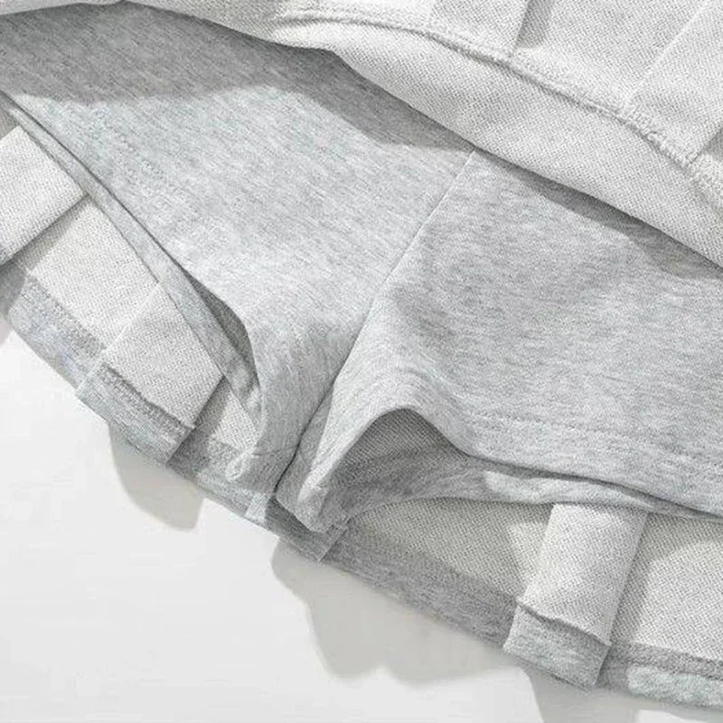 2025 Sexy High Waist Pleated Mini Skirts Women Streetwear A Line Super Short Skirts Woman Korean Fashion Gray Skirt with Shorts