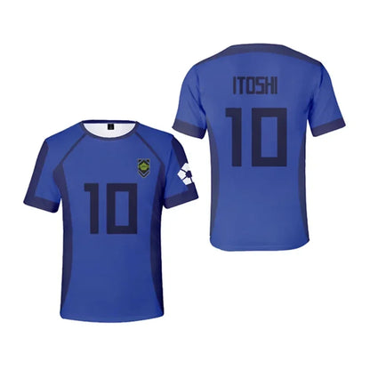 Blue Lock Anime Japanese Isagi Yoichi Football Jersey T-shirt Cosplay Hyoma Chigiri Meguru Bachira Tee Original Children Clothes