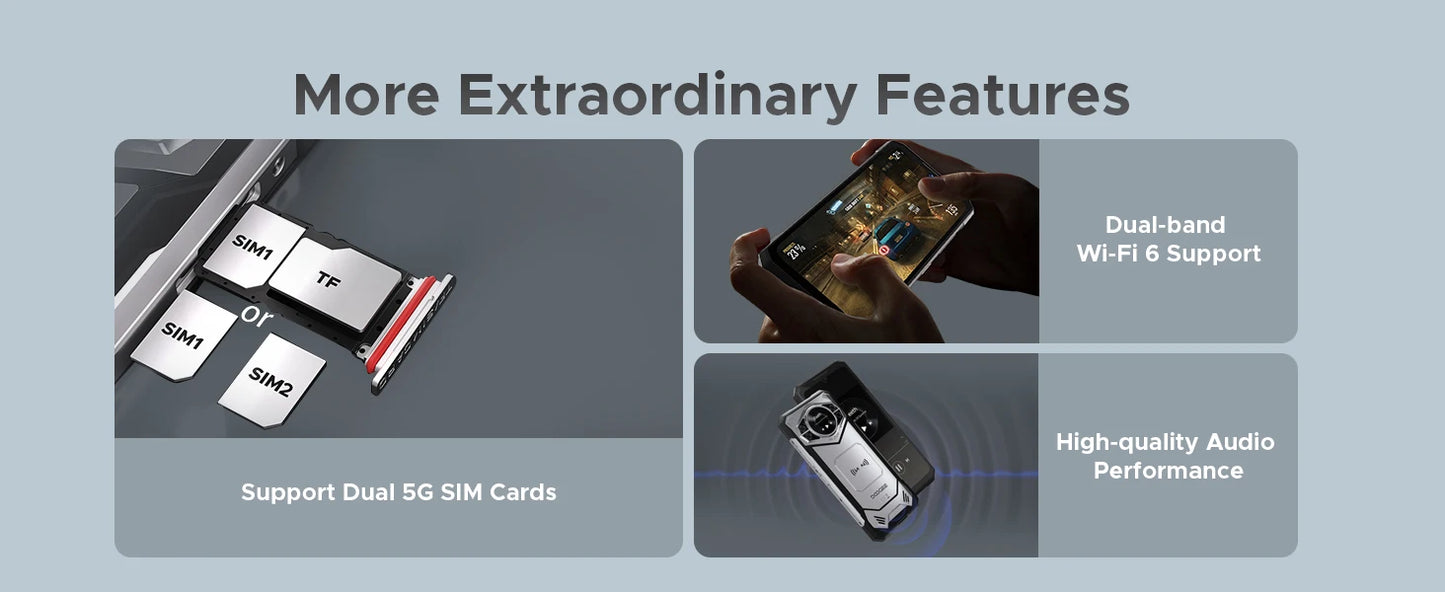 Global Version DOOGEE S200 5G Rugged Phone 6.72" 120Hz Display 12GB 256GB 100MP AI Main Camera 10100mAh Battery NFC Smartphone