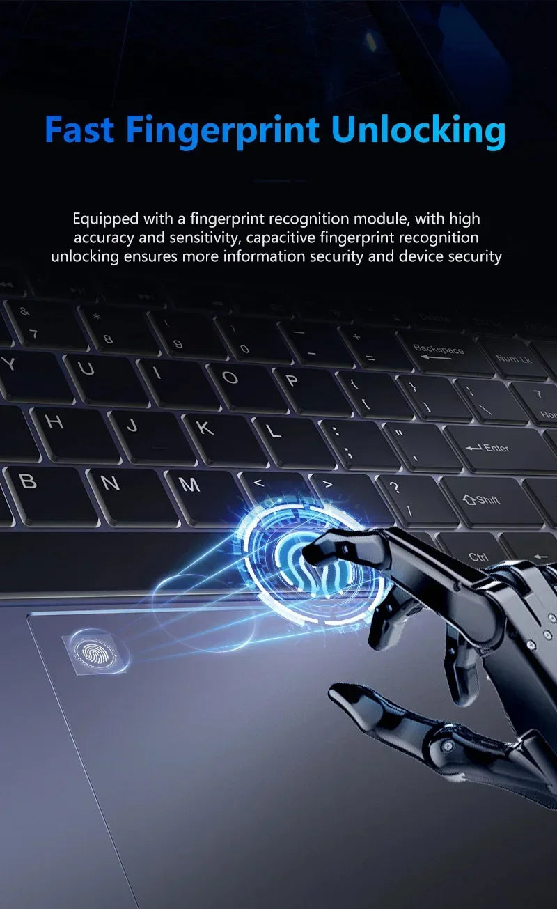 15.6 Inch Laptop Intel Core I9 10980HK Windows 11 Pro 32GB DDR4 M.2 2TB SSD Ultrabook Computer Fingerprint Unlock WIFI Fast
