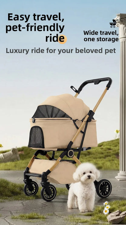 Pet Stroller One Button Foldable Cat Dog Outdoor Travel Cross Border Pet Stroller Pet Trolley Stroller for Dog Puppy Stroller