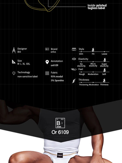 ORLVS Briefs Male Seamless Hip Design Mens Underwaer Super Large Wide 5cm Elastic Band Independent Codpiece Boy Short Pants