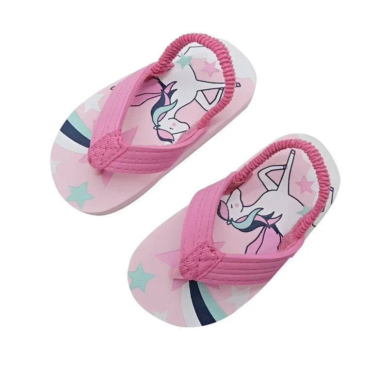 Children Flip Flops Shoes Cartoon Summer EVA Soft Sole Indoor Bathing Anti Fall Girls and Boys Sandals Beach and Pool Slippers