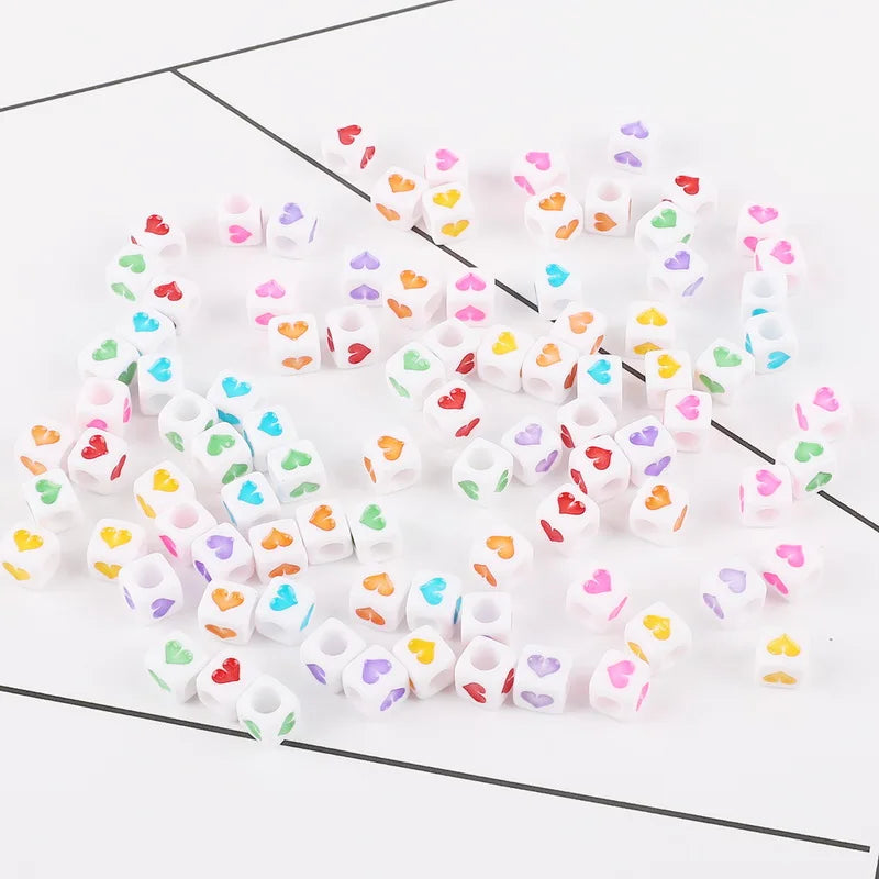 Hot! 100Pcs/Lot 6mm Mixed Many Kinds Acrylic Cube Square Number&Alphabet Letter Beads for Bracelet Necklace Jewelry Making DIY