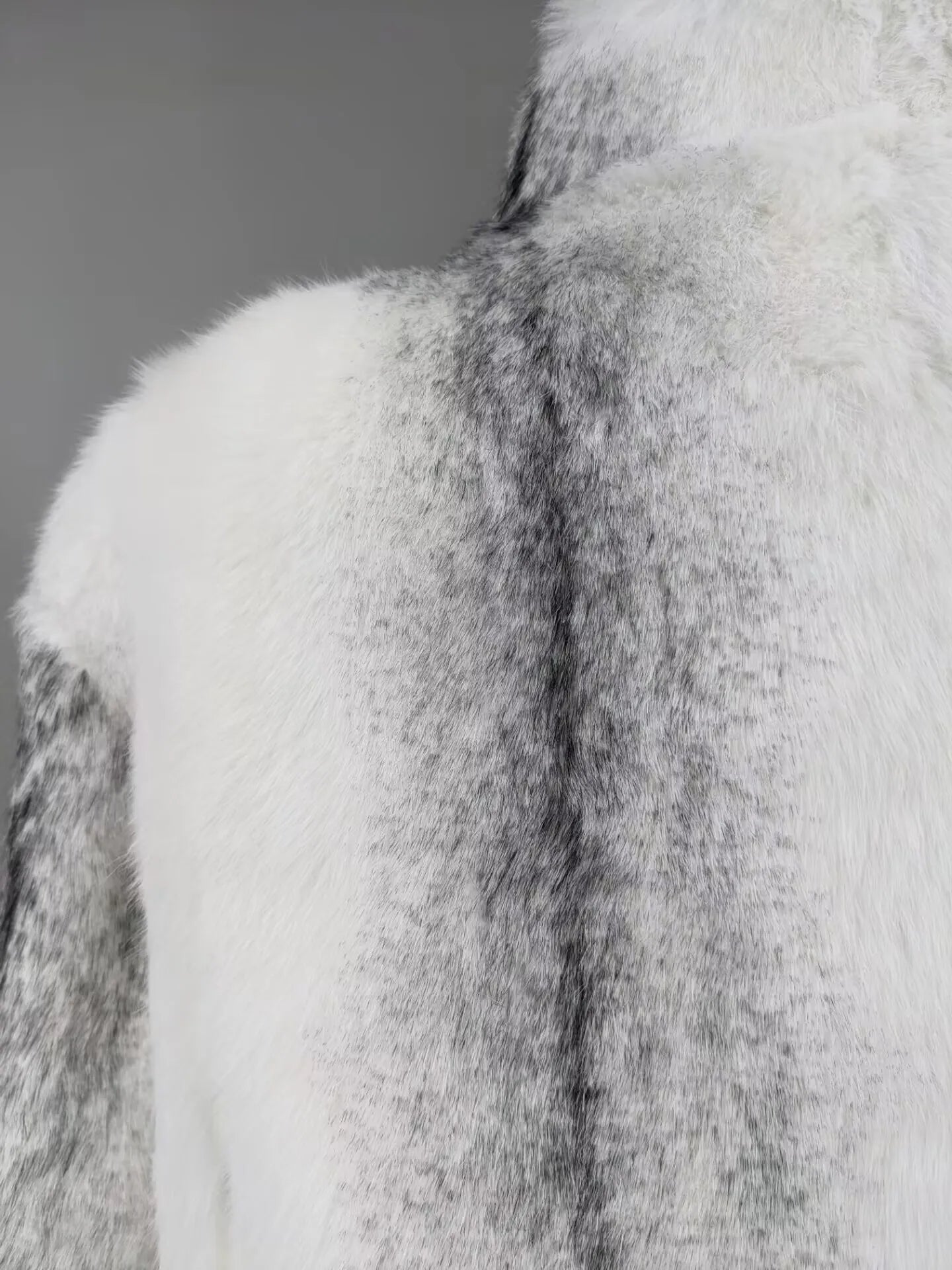Women Real Rabbit Fur Coat High Collar Winter Jacket Make of One Rabbit Fur Cross Mink Pattern