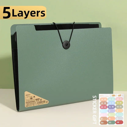 5 Layers A4 File Folder Storage Bag Test Paper Desktop Tool School Stationery Office Supplies