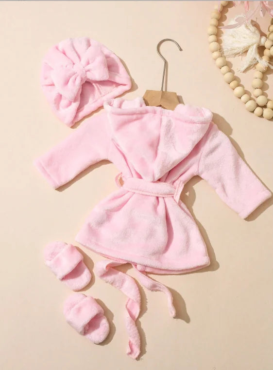 Newborn Photography Props Bathrobes Bath With Belt Shower Cap Outfit Photo Props for Infant Boys Girls Shoot  Accessories-HD
