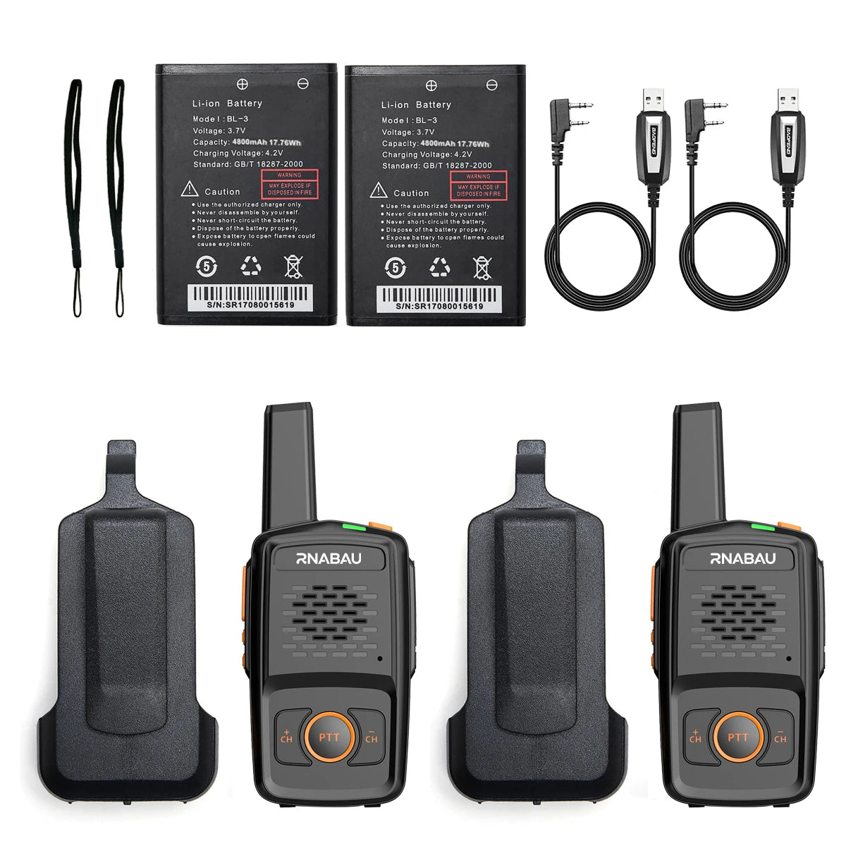 Mini Walkie Talkie RNABAU 16 Channels Professional MT-N1 UHF 400-470MHZ Match Baofeng Two Way Radio