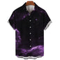 3D Printed Punk Purple Lightning Graphic Blouses Harajuku Fashion Hip Hop Shirts For Men Clothes Hawaiian Y2k Lapel Blouse Tops