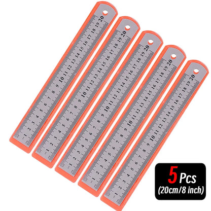 10P 15-30cm Stainless Steel Metal Straight Ruler Precision Double Sided Precision Measuring Tool Scale Metric Ruler Accessories
