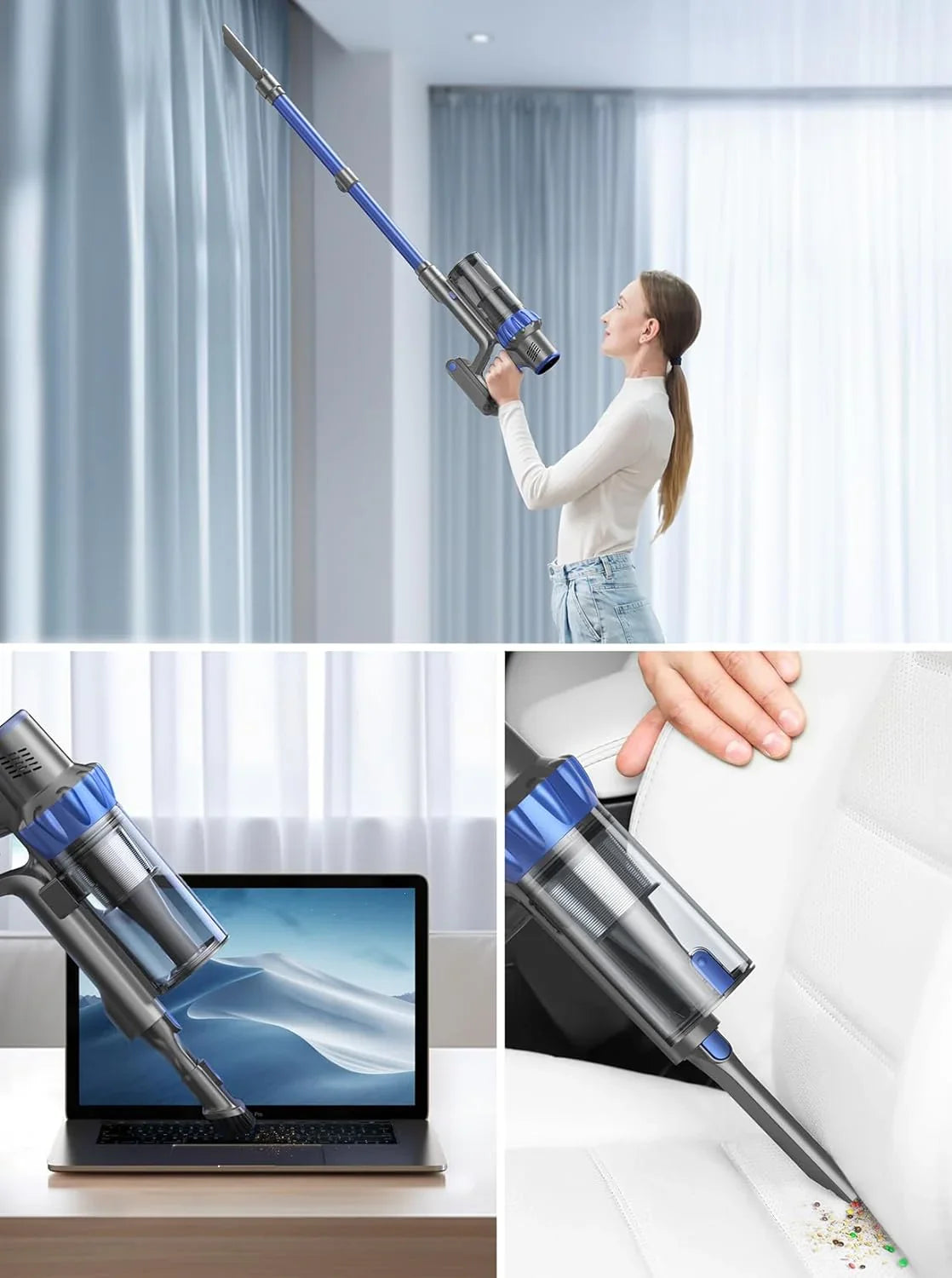 BUTURE 500W 48KPA Handheld Wireless Cordless Cleaner Vacuum Up to 55 Mins Runtime Anti-Winding Brush and 1.5L Large Dust Cup