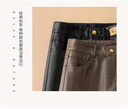 Spring Autumn Winter Leather Skirt Women New Fashion Black Brown High Waist PU A-Line Skirts Large Size S-5XL Female Midi Skirts