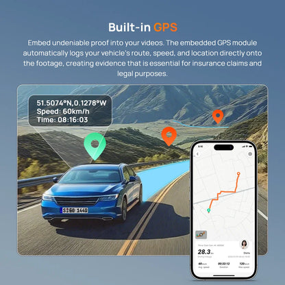 70mai Dash Cam A810 Lite 4K HDR + 1080P, Supercapacitor 4G LTE Remote Control Wi-Fi 6 GPS Voice Control Car DVR 70mai A810 Lite